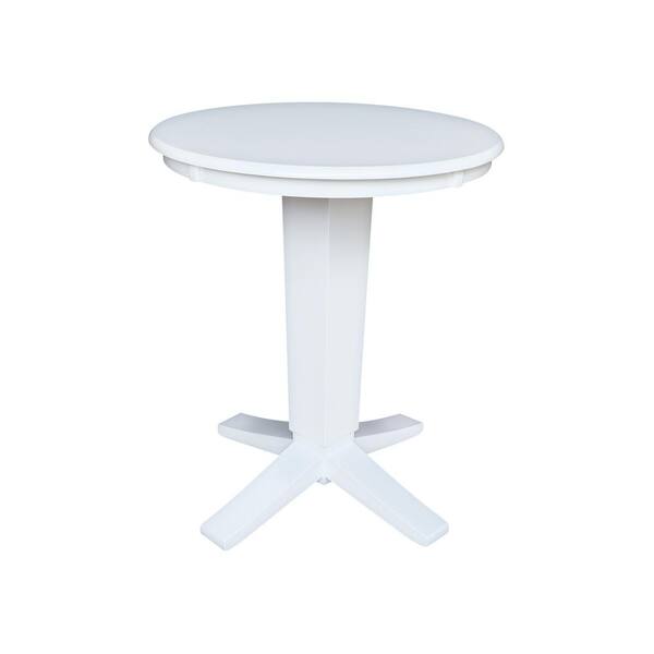 International Concepts Aria White Solid Wood 30 in. Round Counter-Height Pedestal Dining Table, Seats-2