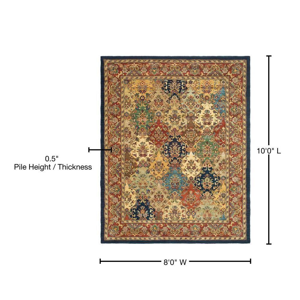Elegant Heritage Multi-Burgundy Wool 8x10 Area Rug