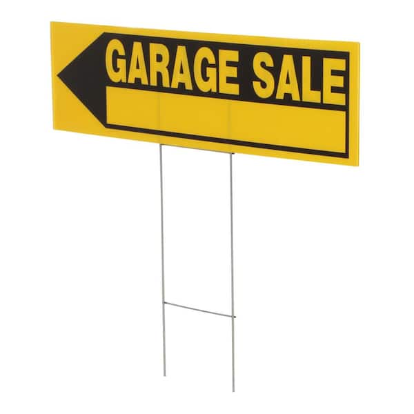 Everbilt 6 in. x 24 in. Corrugated Plastic Garage Sale Yard Sign and Holder