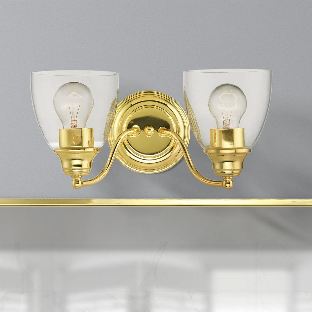 Montgomery Polished Brass 2-Light Vanity Sconce with Hand-Blown Glass