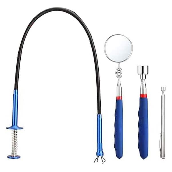 9.4 to 37.6 in. Telescoping Magnetic Pick Up Tool and Inspection Mirror Flexible Grabber 4-Piece Set Auto Repair