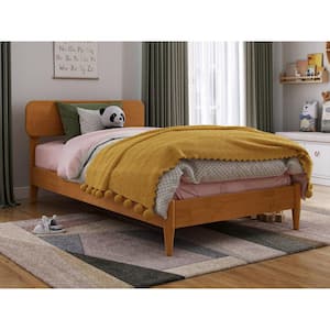 Florence Light Toffee Natural Bronze Solid Wood Frame Twin Low Profile Platform Bed