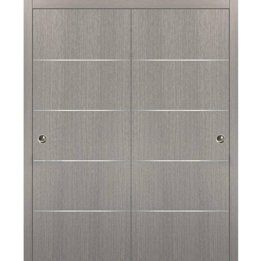 Assembly Required 84 in. x 84 in. Flush Grey Oak Finished WoodSliding door with Closet Bypass Hardware price history on PriceWatchPro