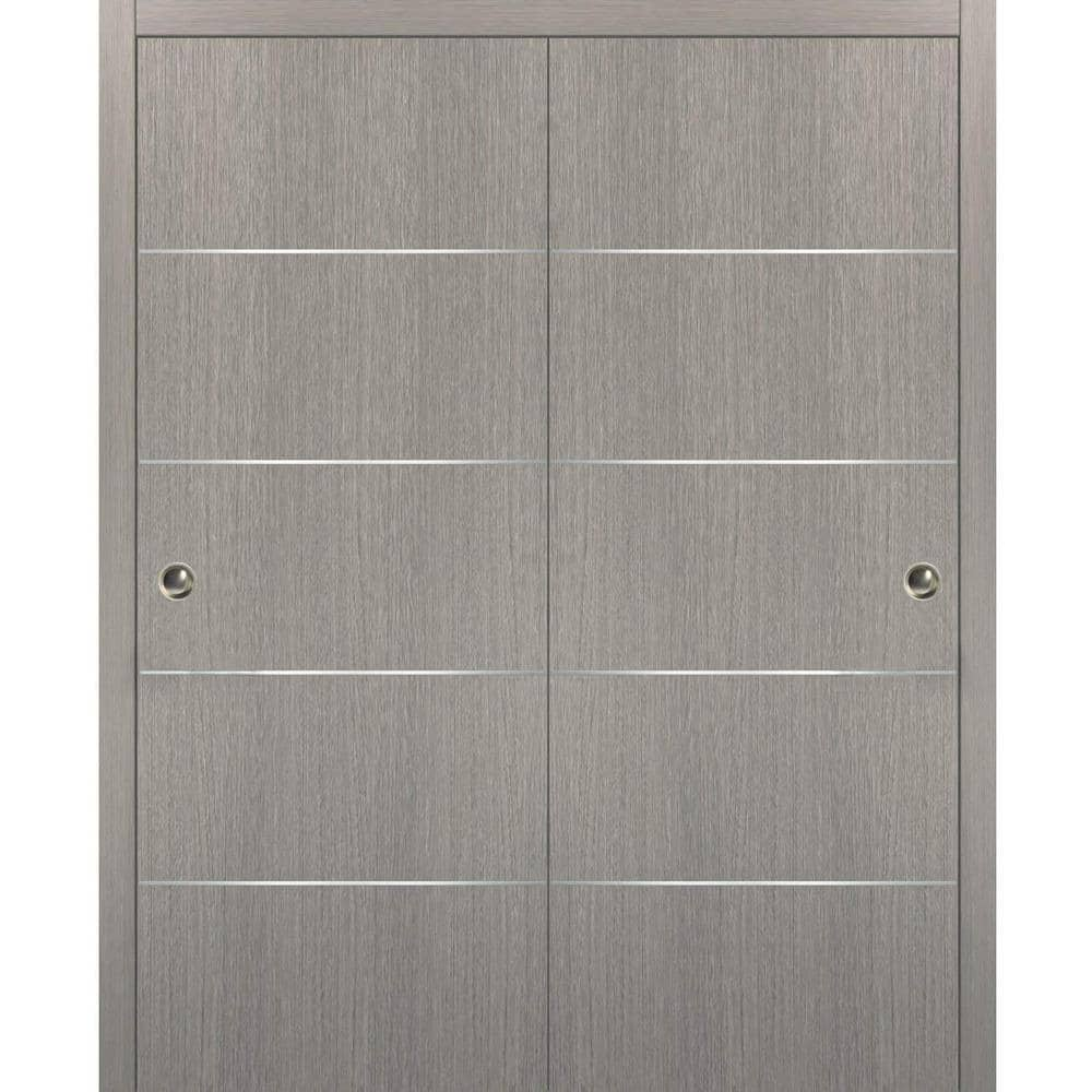 Sartodoors Planum 0020 84 In. X 96 In. Flush Grey Oak Finished ...