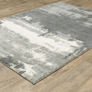 Brome Gray 9 ft. X 12 ft. 9 in. Abstract Polypropylene Area Rug