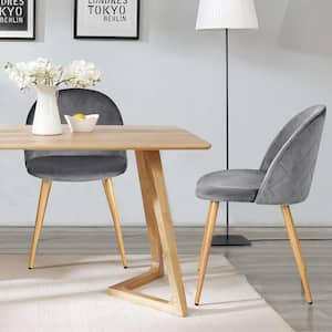 Dining Chair Set of 2-Mid Century Modern Kitchen Velvet Upholstered Accent Leisure Chairs, Grey