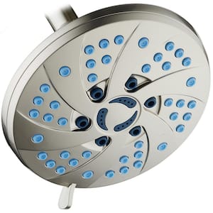 Antimicrobial 6-Spray Patterns 6 in. Single Wall Mount Fixed Shower Head in Satin Nickel