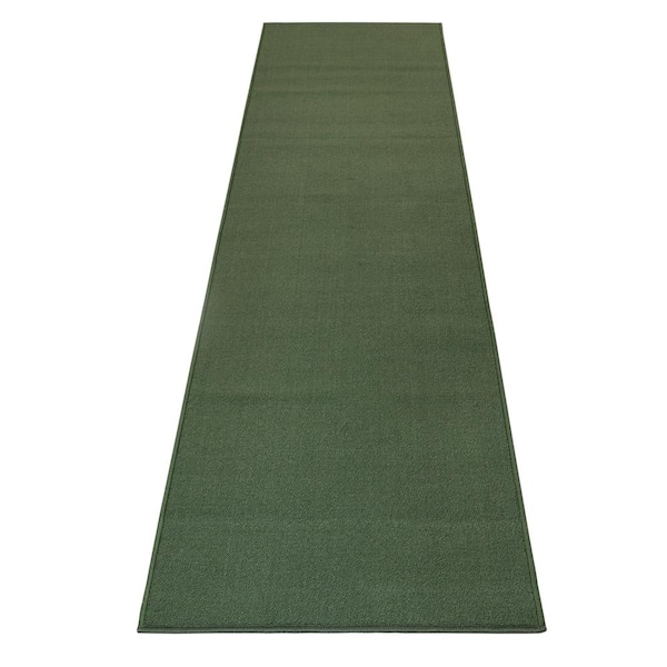 RugStylesOnline Rubber Solid Green 528 in. W x 36 in. L Stair Runner 132 sq. ft.