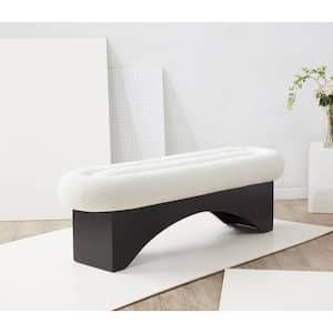 Carsen Ivory/Black Entryway Bench 59.1 in.