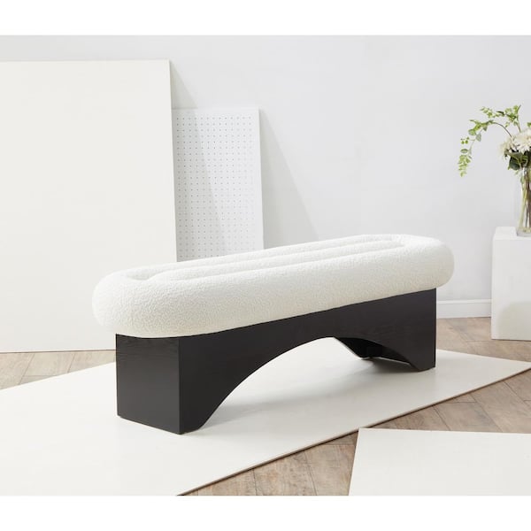 SAFAVIEH Carsen Ivory/Black Entryway Bench 59.1 in.