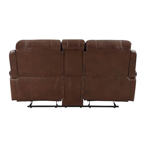 AC Pacific Tracey Collection Fabric Upholstered Couch Set, Queen Sofa Bed & Recliner Loveseat With Storage Console & Cup Holders