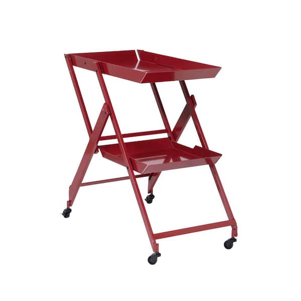 Furniture of America Alstott 2-Shelf Red Serving Cart