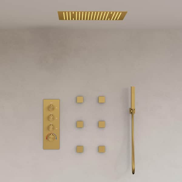 YAWWALK LED Lighting 7-Spray 20 in. Ceiling Mount Dual and