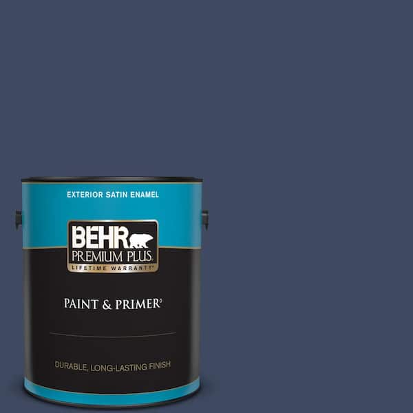 BEHR PREMIUM PLUS 1 gal. #610D-7 Night Watch Satin Enamel Exterior Paint & Primer