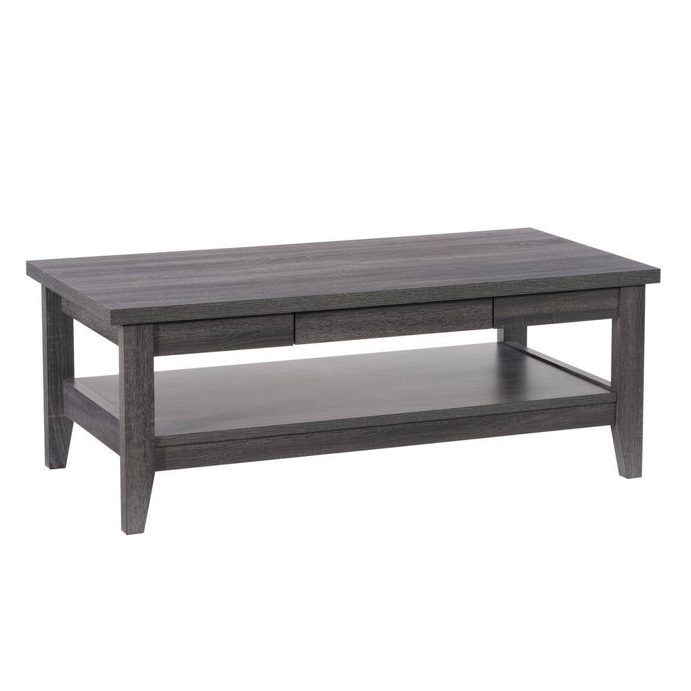 Hollywood Dark Gray Rectangular Coffee Table with Hidden Storage