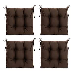 Outdoor Seat Cushions, Set of 4, Patio Seat Chair Cushions 19"x19"x4" with Ties, for Outdoor Dinning chair, Brown