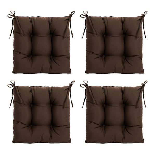 ARTPLAN Outdoor Seat Cushions, Set of 4, Patio Seat Chair Cushions 19"x19"x4" with Ties, for Outdoor Dinning chair, Brown