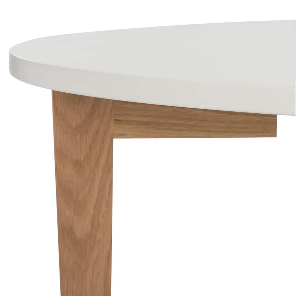 Transitional Dual-Tier Oval Coffee Table in White and Natural Wood