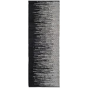 Vintage Leather Light Gray/Black 2 ft. x 6 ft. Geometric Runner Rug