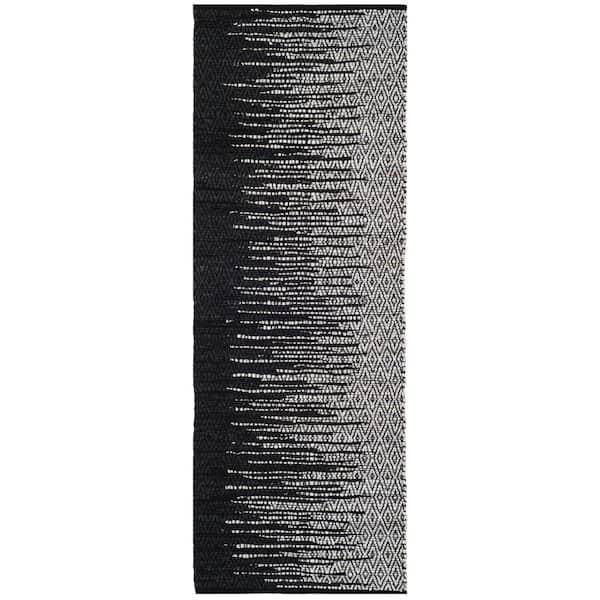 SAFAVIEH Vintage Leather Light Gray/Black 2 ft. x 6 ft. Geometric Runner Rug