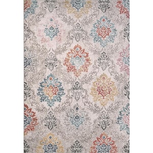 Soma Ivory/Grey/Multi 2 ft. 2 in. X 7 ft. 3 in. Damask Indoor Area Rug