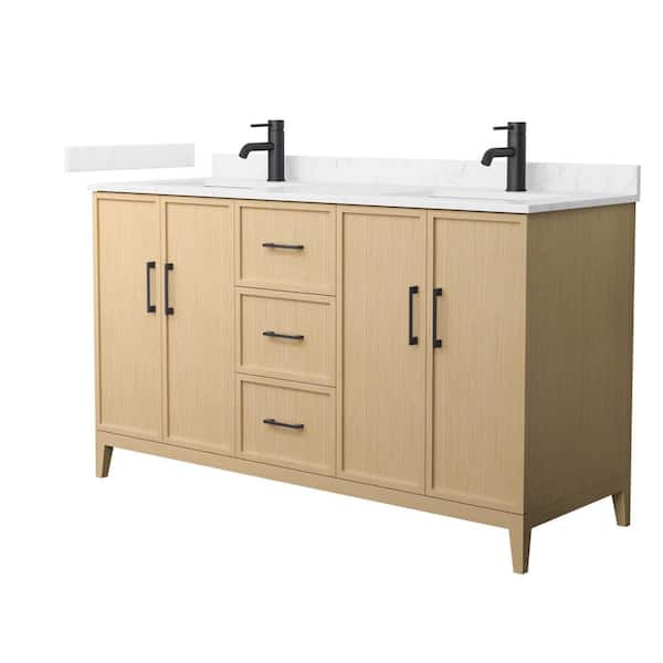 Wyndham Collection Elan 60 in. W x 22 in. D x 35 in. H Double Bath Vanity in White Oak with Carrara Cultured Marble Top
