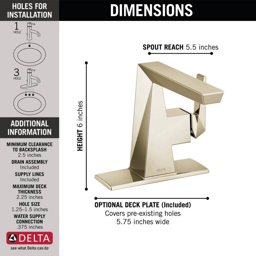 Modern Trillian Single Handle 6" Polished Nickel Bathroom Faucet