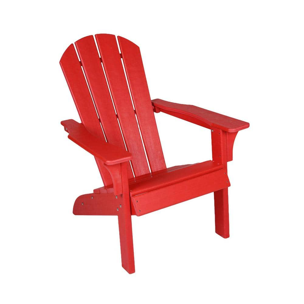 Inner Decor Waller Red Casual Plastic Adirondack Chair with Fan-Shaped ...