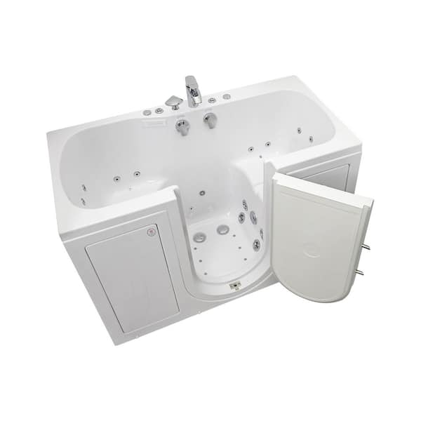 Ella Big4One 66 in. MicroBubble, Whirlpool and Air Bath Walk-In Bathtub in  White, Independent Foot Massage, Dual Drain OA3366TM5PL - The Home Depot