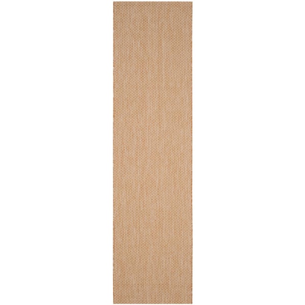 SAFAVIEH Courtyard Natural/Cream 2 ft. x 8 ft. Solid Indoor/Outdoor Patio  Runner Rug