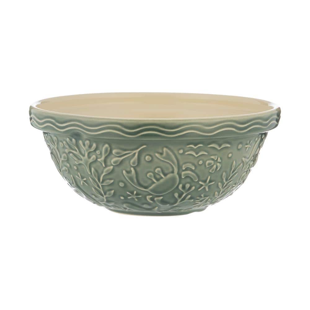 Nautical Gray Ceramic Mixing Bowl with Embossed Design