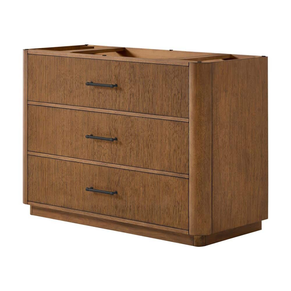 Francesca 48 in. Freestanding Bath Vanity Cabinet without Top in Toasted Walnut with Matte Black Trim