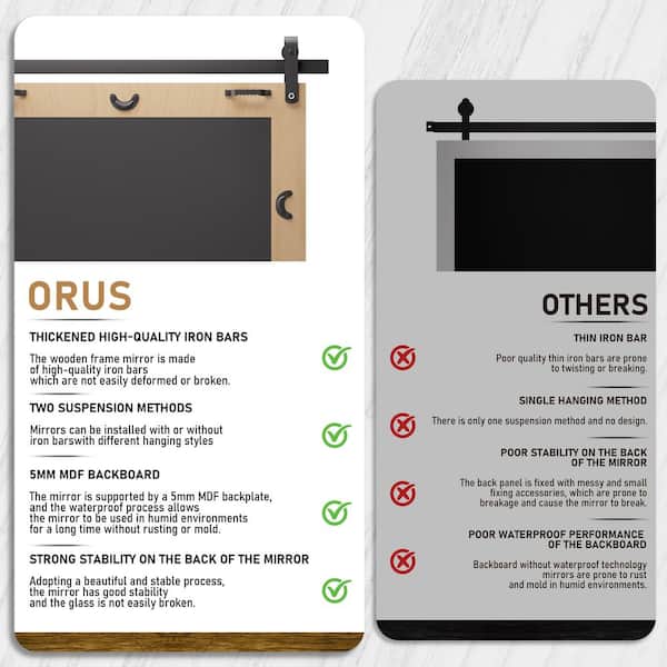 18 in. W x 26 in. H Medium Rectangular Mirror Wood Framed Wall Mounted Mirrors Bathroom Vanity Mirror in Brown