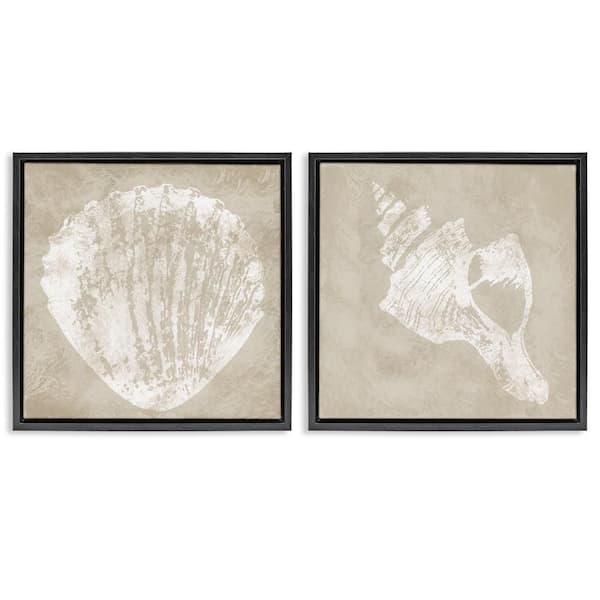 Stupell Industries Rustic Abstract Seashells by Carol Robinson 2-Pieces Black Floater Frame Coastal Graphic Art Print 18 in. x 18 in.
