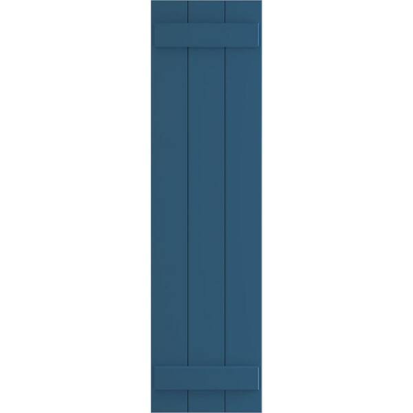 Ekena Millwork 16-1/8 in. x 29 in. True Fit PVC Three Board Joined Board and Batten Shutters Pair in Sojourn Blue