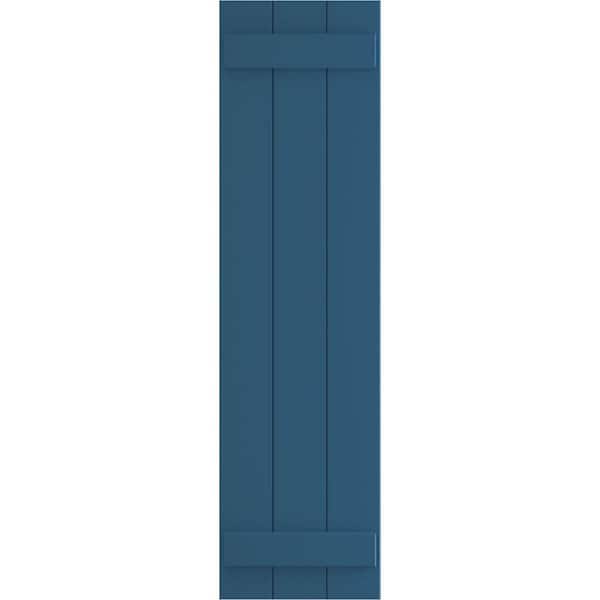 Ekena Millwork 16-1/8 in. x 72 in. True Fit PVC Three Board Joined Board and Batten Shutters Pair in Sojourn Blue