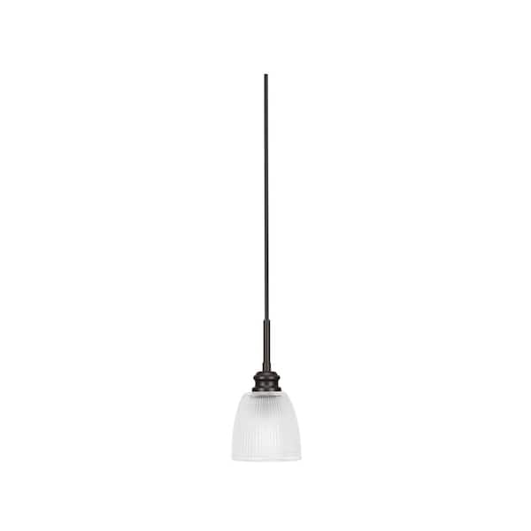 Unbranded Albany 60-Watt 1-Light Espresso Pendant Mini Pendant Light Clear Ribbed Glass and Light Bulb Not Included