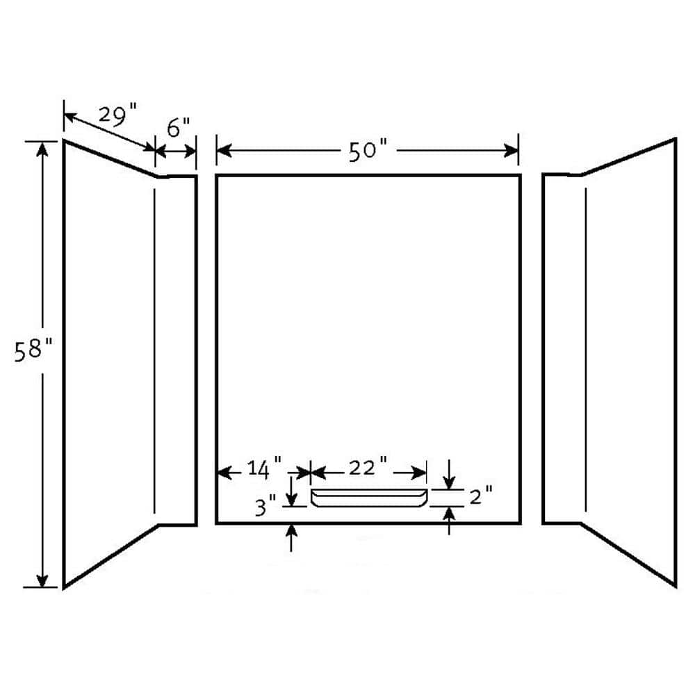 White Composite 3-Piece Tub Wall Kit, 30" x 60" x 58"