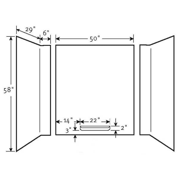 30 in. x 60 in. x 58 in. 3-Piece Easy Up Adhesive Alcove Tub Surround in White 30 in. x 60 in. x 58 in. 3-Piece Easy Up Adhesive Alcove Tub Surround in White