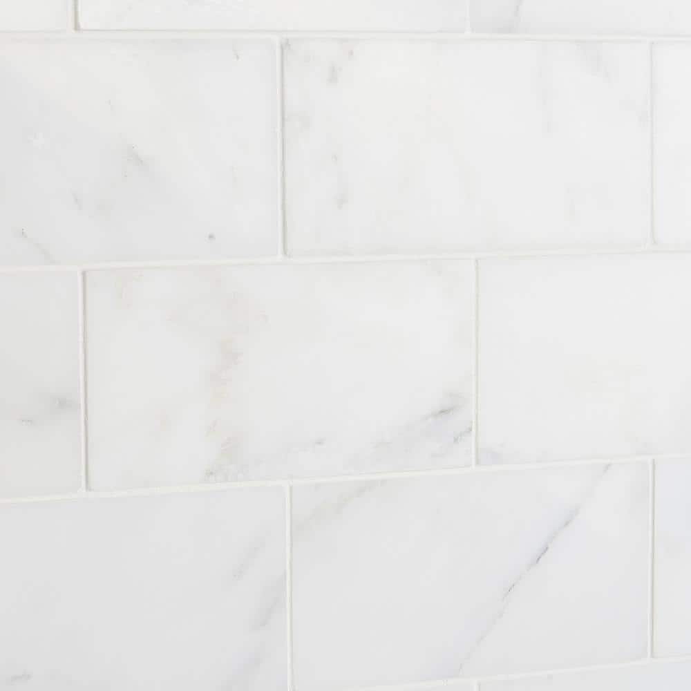 Eastern Asian Statuary White Polished Marble Subway Tile