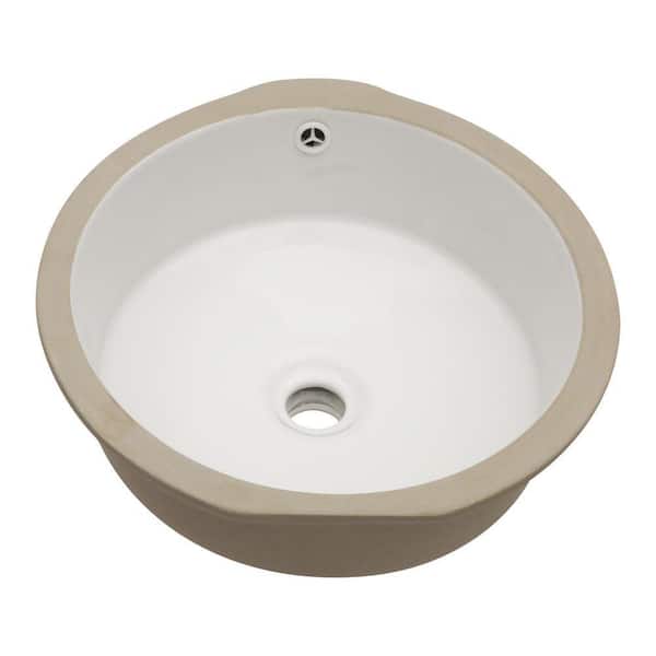 Logmey 16 in. Round Undermount Bathroom Sink in White Vitreous