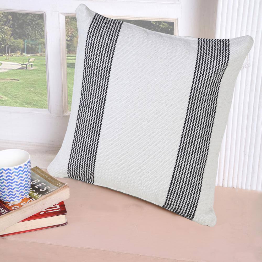 Modern Farmhouse Coastal 20" Square Striped Cotton Throw Pillow