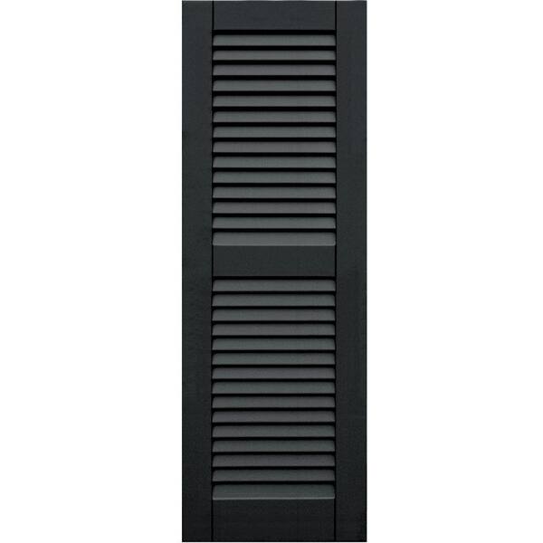 Winworks Wood Composite 15 in. x 44 in. Louvered Shutters Pair #632 Black