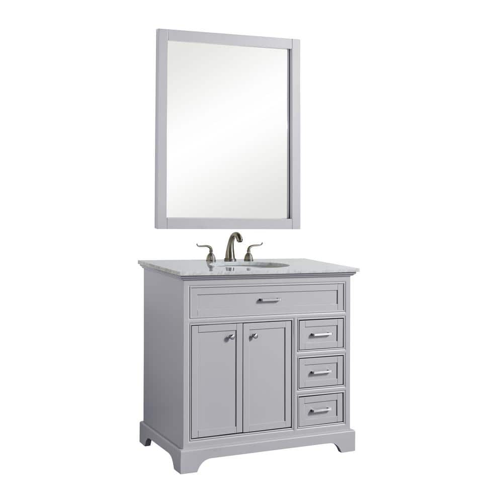 36 in. W x 21.5 in. D x 21.5 in. H Single Bathroom Vanity in Light Grey wit