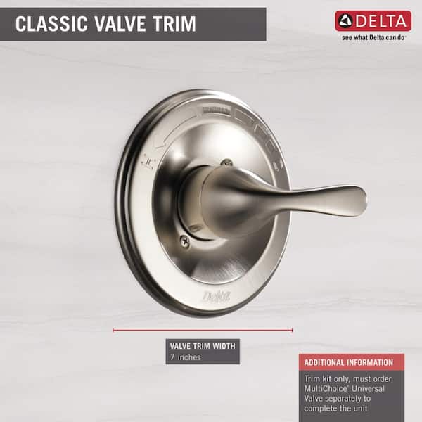 Delta - Classic 1-Handle Temperature Control Valve Trim Kit in Stainless (Valve Not Included)