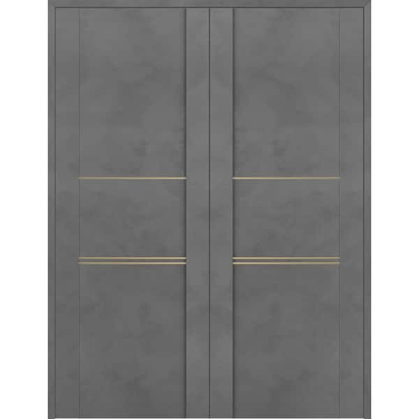 Belldinni Vona 01 3H Gold 72 in. x 80 in. Both Active Dark Urban Wood Composite Double Prehung Interior Door