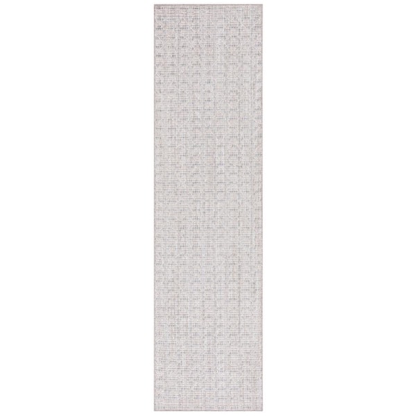 SAFAVIEH Martha Stewart Beige/Gray 2 ft. x 8 ft. Muted Trellis Runner Rug