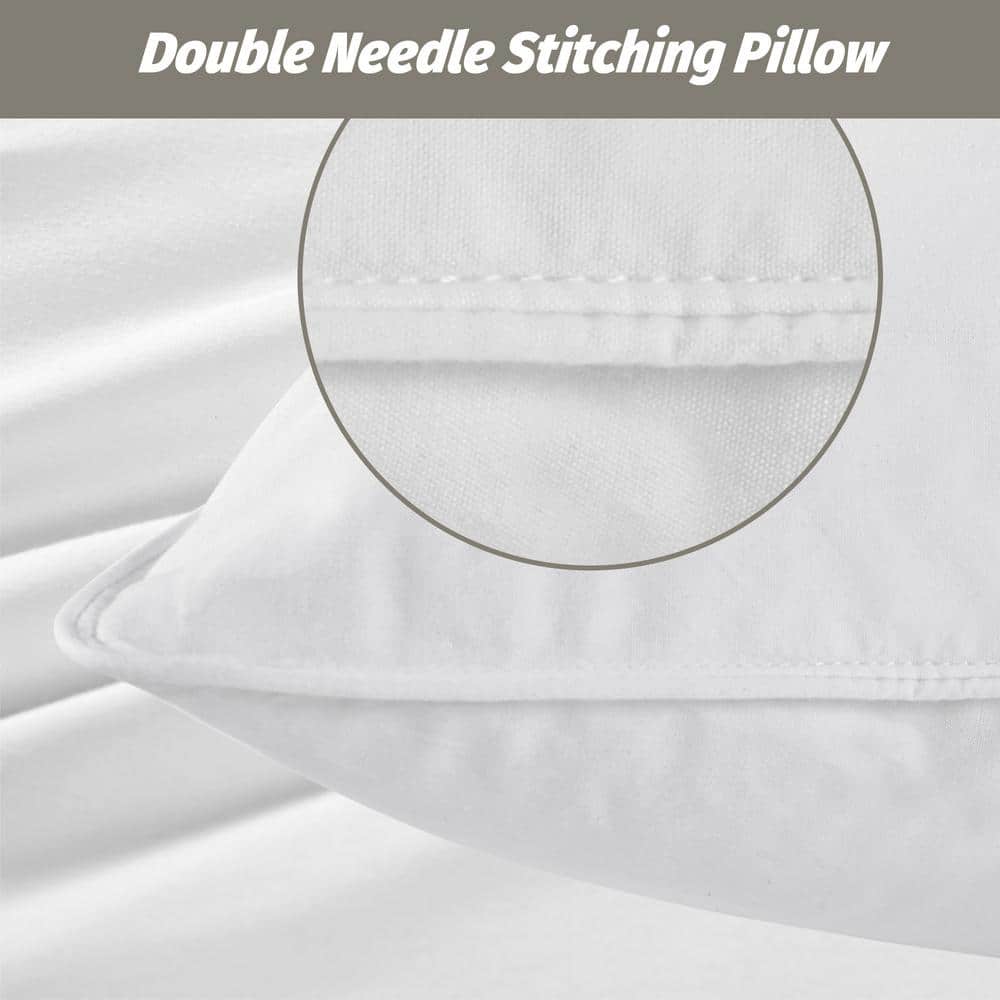Luxurious White Goose Feather & Down Pillow Set, 100% Cotton Cover