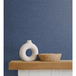 Navy Soft Linen Nonwoven Paper Non-Pasted Wallpaper Roll (Covers 57.5 sq. ft.)