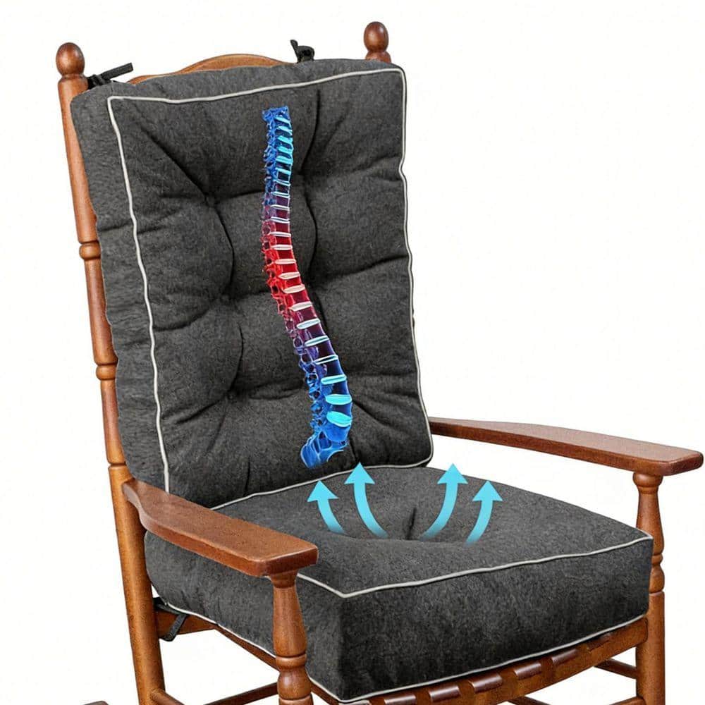 17 x 17 Dark Grey Memory Foam Rocker Cushion Set: Non-Slip, 5 in
